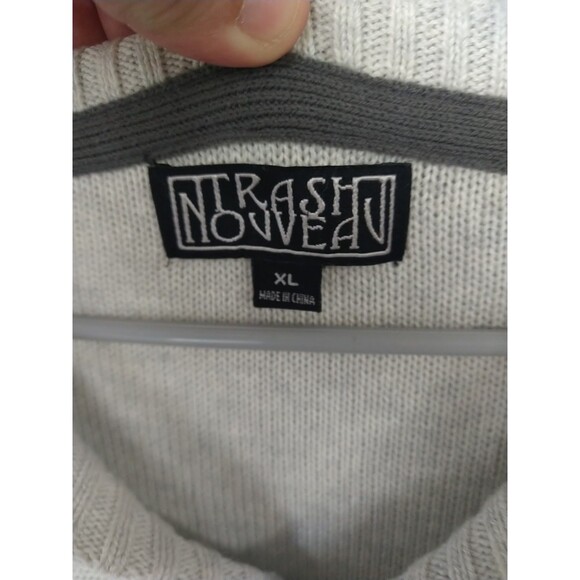 Trash Nouveau Men's XL Grey Patched Shoulder Elbow Cardigan Sweater - Picture 7 of 10